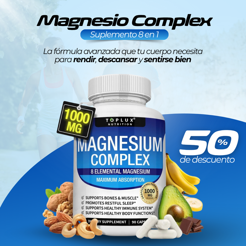 MAGNESIO COMPLEX® 8 tipos de magnesio: Energía Sin Pausas y Descanso Profundo