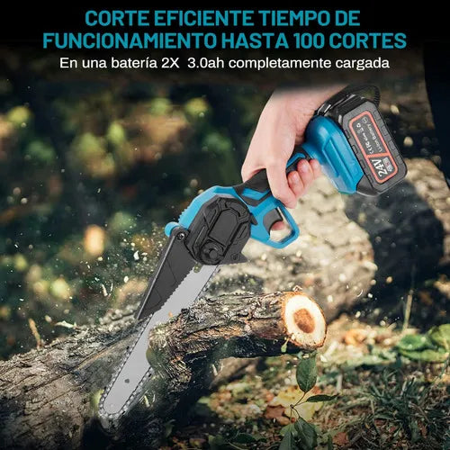 Mini Motosierra 8" Eléctrica + 2 baterías Recargables + cadena
