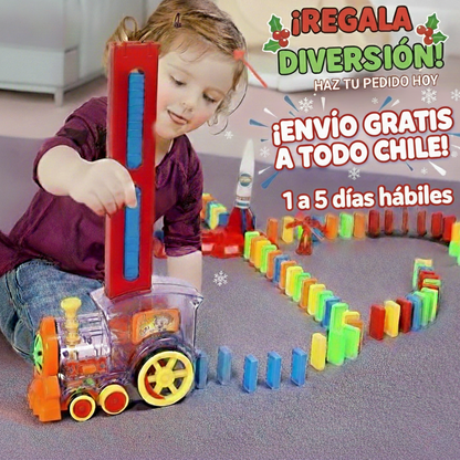 NUEVO TREN DOMINÓ ELÉCTRICO DELUXE® (150 Fichas) – ¡COLOCA FICHAS SOLO!