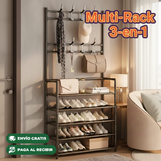 Multi-Rack 3-en-1: Zapatero, Perchero y Organizador