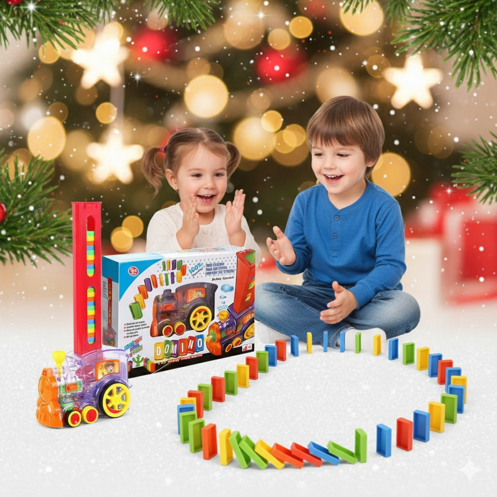 NUEVO TREN DOMINÓ ELÉCTRICO DELUXE® (150 Fichas) – ¡COLOCA FICHAS SOLO!