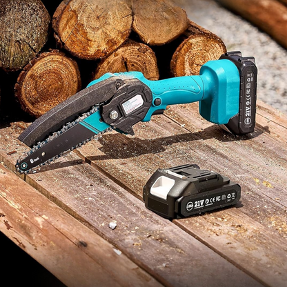 Mini Motosierra 8" Eléctrica + 2 baterías Recargables + cadena