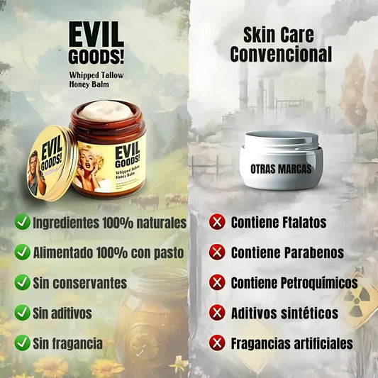 ✨🍯Crema Facial Natural Evil Goods con Sebo y Miel – Skincare orgánico libre de tóxicos 🌿